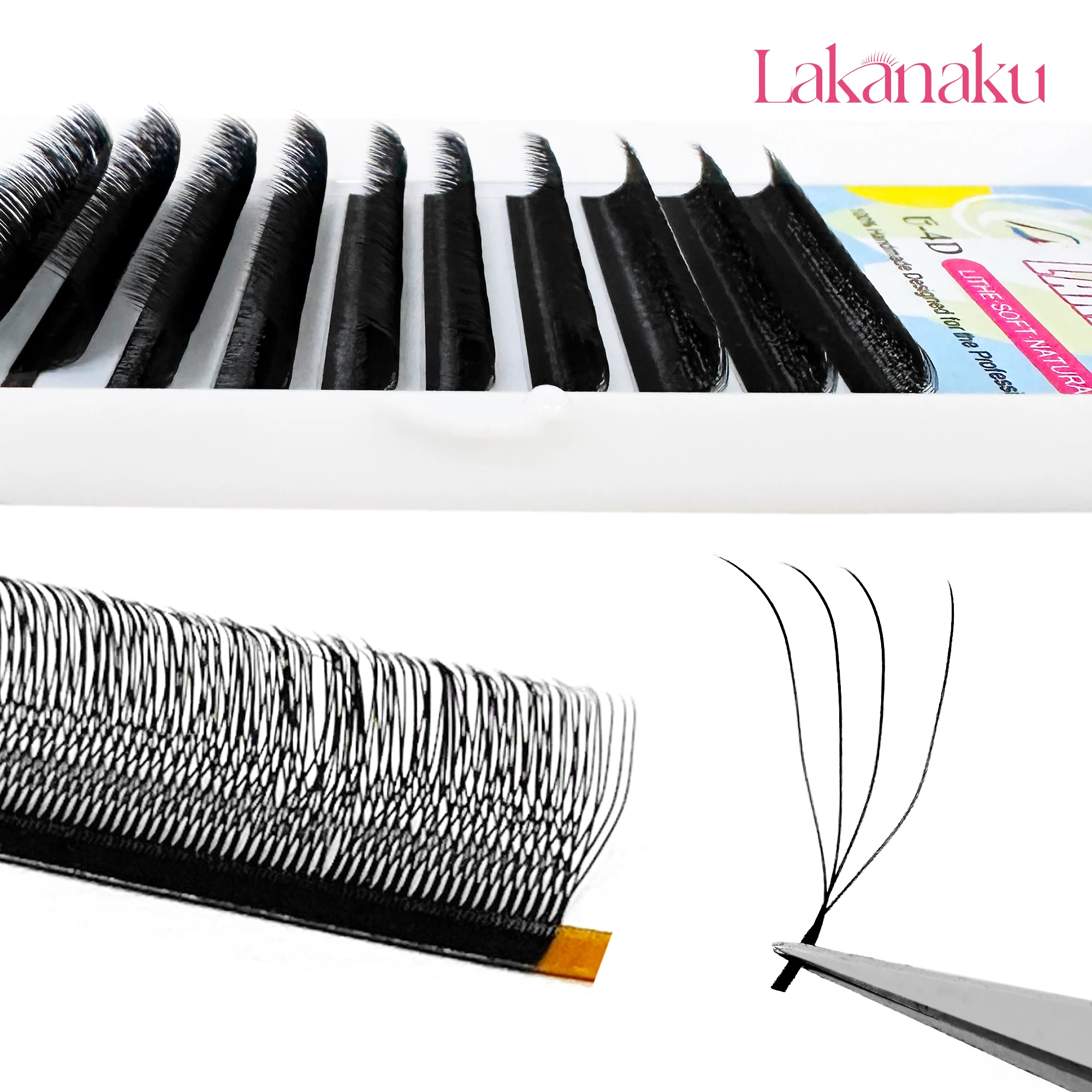 LAKANAKU U-förmige YY 4D-Wimpernverlängerung 4D UU Neuer Stil U-Form Cilios W Lashes Vorgefertigte Fächer Volumen Flauschiger Nerz Faux Fio u