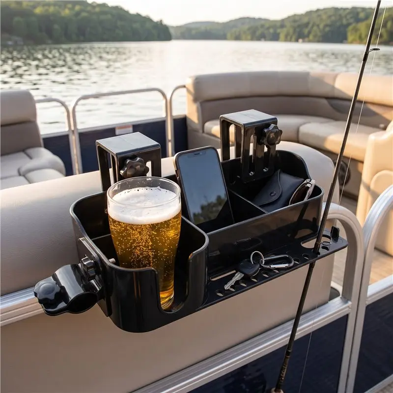 new-cup-holder-for-boat-kayak-accessories-caddy-organizer-mounted-storage-organizer-included-marine-cup-holder