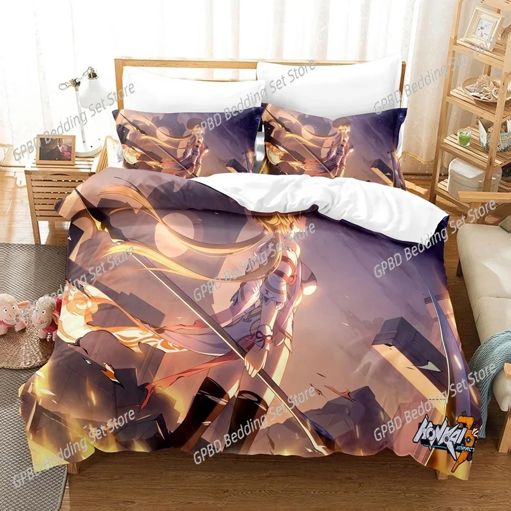 

Honkai impact 3rd Comfortable Duvet Quilt Cover Pillowcase Bedding Set Children Bedroom Decoration Home Textile