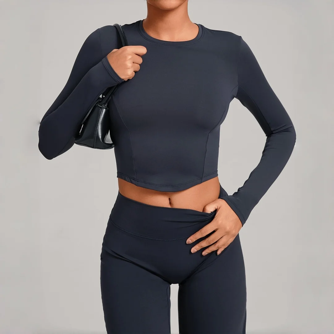 

Бесшовные футболки для йоги, спортивные и фитнес-обтягивающие футболки высокой интенсивности для танцев, бега, повседневная зимняя одежда для тренировок, топы с длинными рукавами для спортзала