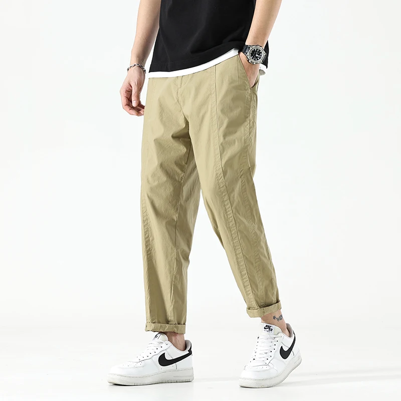 

Мужские повседневные брюки из чистого хлопка, свободные прямые брюки в американском стиле, весна-осень-зима, новинка, длинные брюки, удобная посадка