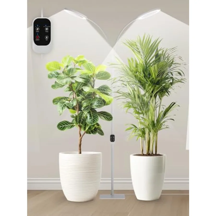 

Indoor Plant Grow Light Full Spectrum LED with Stepless Dimming 3 Lighting Modes Adjustable Height and 3/9/12/16H Time