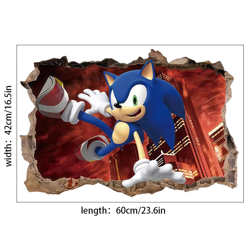 Sonic The Hedgehog Adesivos para Crianças Decoração de Quarto, Cartoon Anime Character Image, Adesivo impermeável de carro, Atacado, 4 estilos