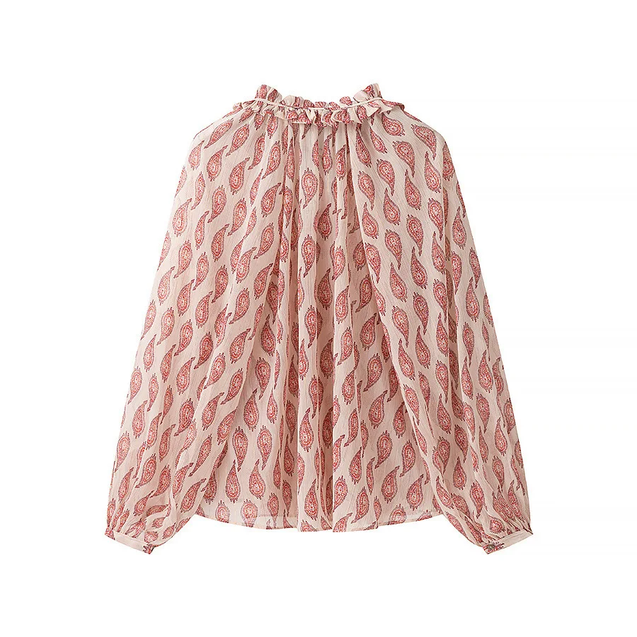 Camicia da donna Camicette eleganti in chiffon stampate vintage Camicia Camicie e camicette a maniche lunghe