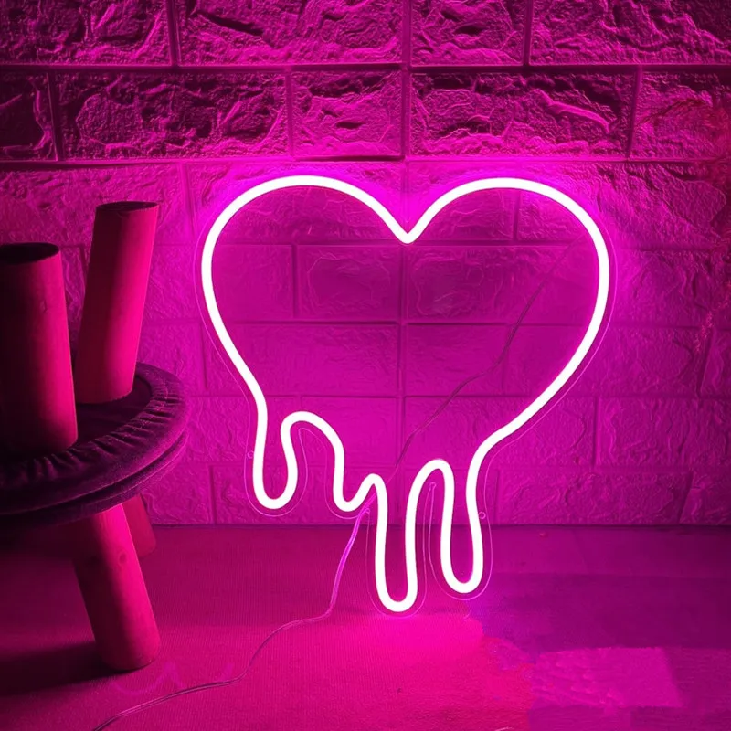 Enseigne au néon LED Melting Coussins, Wiltshire personnalisé, dégoulinant de cœur, décoration murale pour la maison, décoration de chambre à coucher, cadeau personnalisé