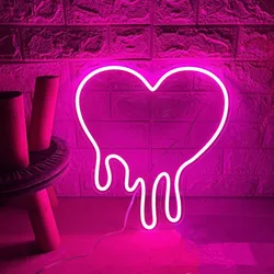 Melting Heart Neon Sign Custom Bleeding Dripping Heart LED Neon Sign Light Home Wall Decor Bedroom Decoration Personalized Gift