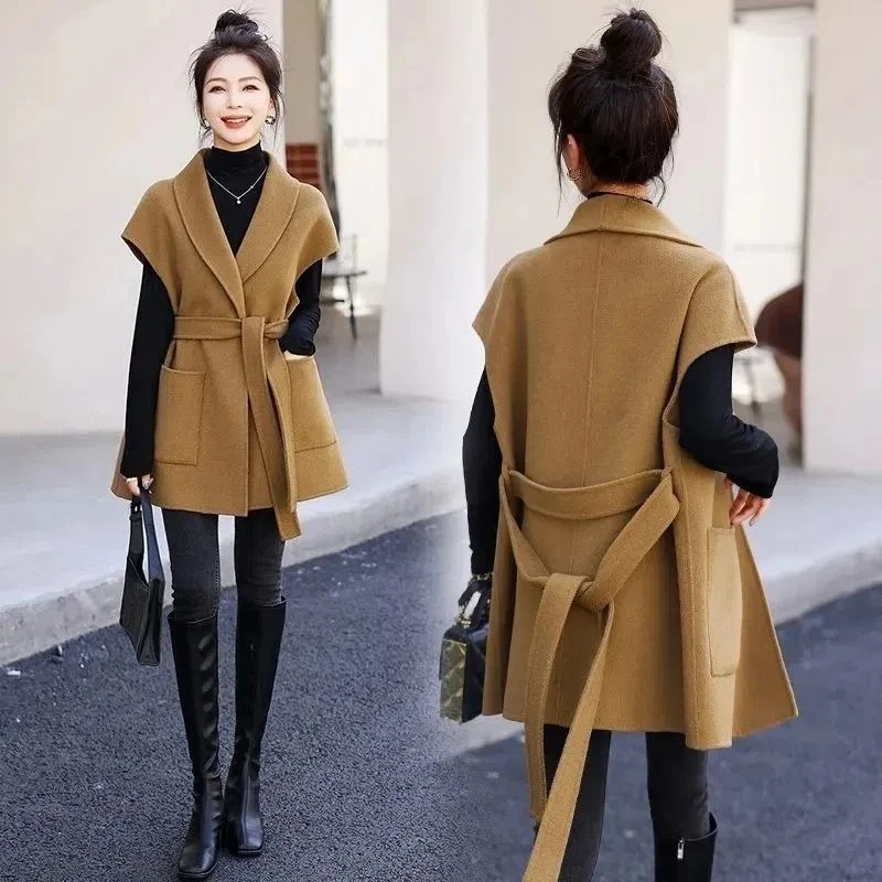 

Women's Faux Suede Vest 2026 Arrival Slimming Short Sleeveless Blazer Cardigan Fashionable Cropped Outerwear for Autumn Winter