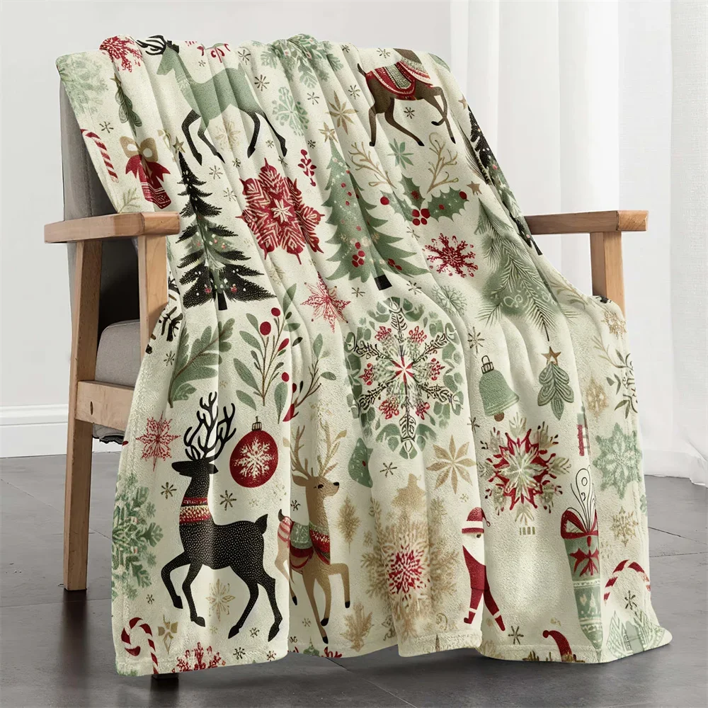 Charming Green Deer Design Soft Microfiber Throw Blanket – Cozy for Bed, Sofa, Camping, Picnic & Winter Warmth Decor - view 4