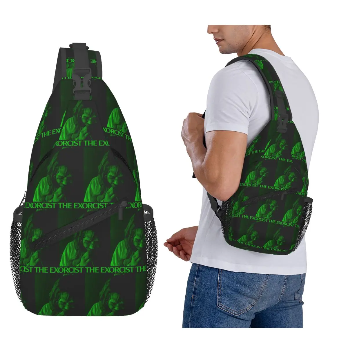 

The Exorcist Green Chest Bag Men Sling Crossbody Backpack Chest Bag Travel Hiking Daypack Shoulder Bag