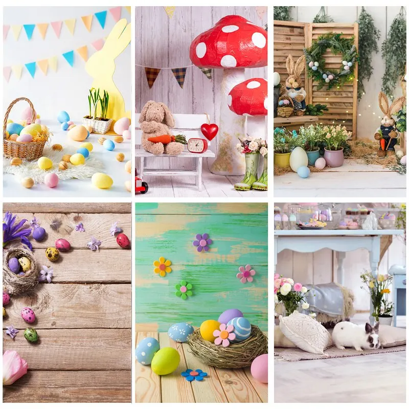 

SHUOZHIKE Easter Eggs Rabbit Photography Backdrops Photo Studio Props Spring Flowers Child Baby Portrait Photo Backdrops CJ-01