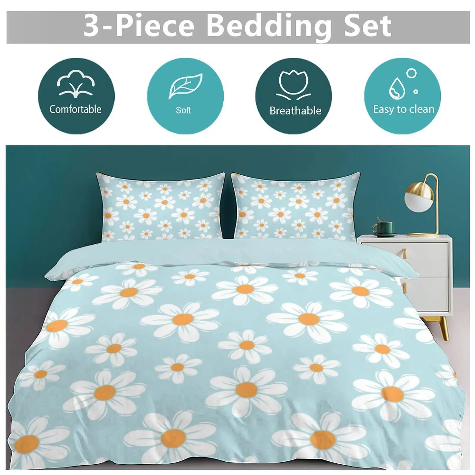 

Thickened Daisy Print Bedding Set - Soft Flannel, Thermal Transfer, All-Season Warmth