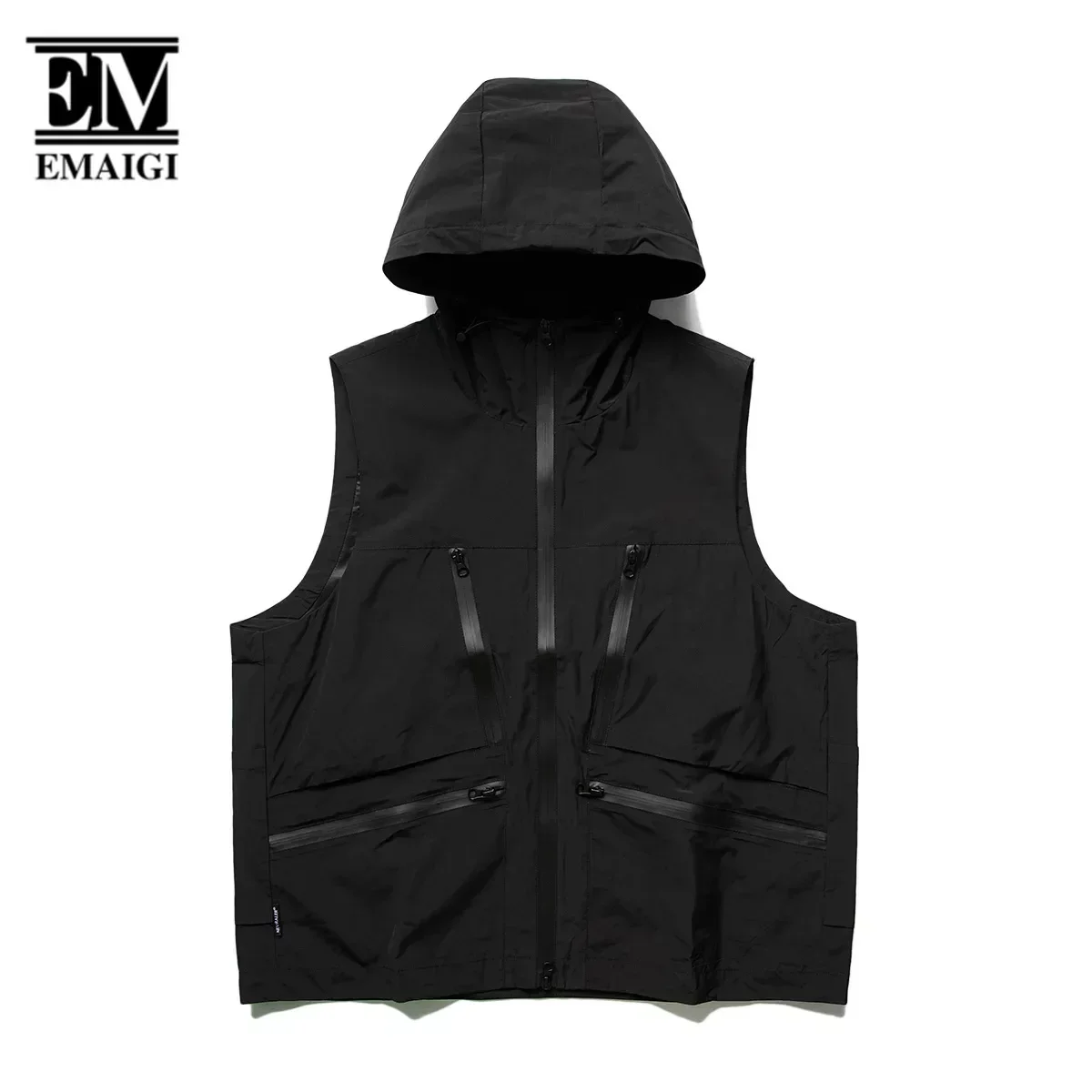 Men Outdoor Fashion Loose Causal Climb Sport Waterproof Hooded Cargo Vest Sleeveless Jacket Women Boyfriend Waistcoat Vest