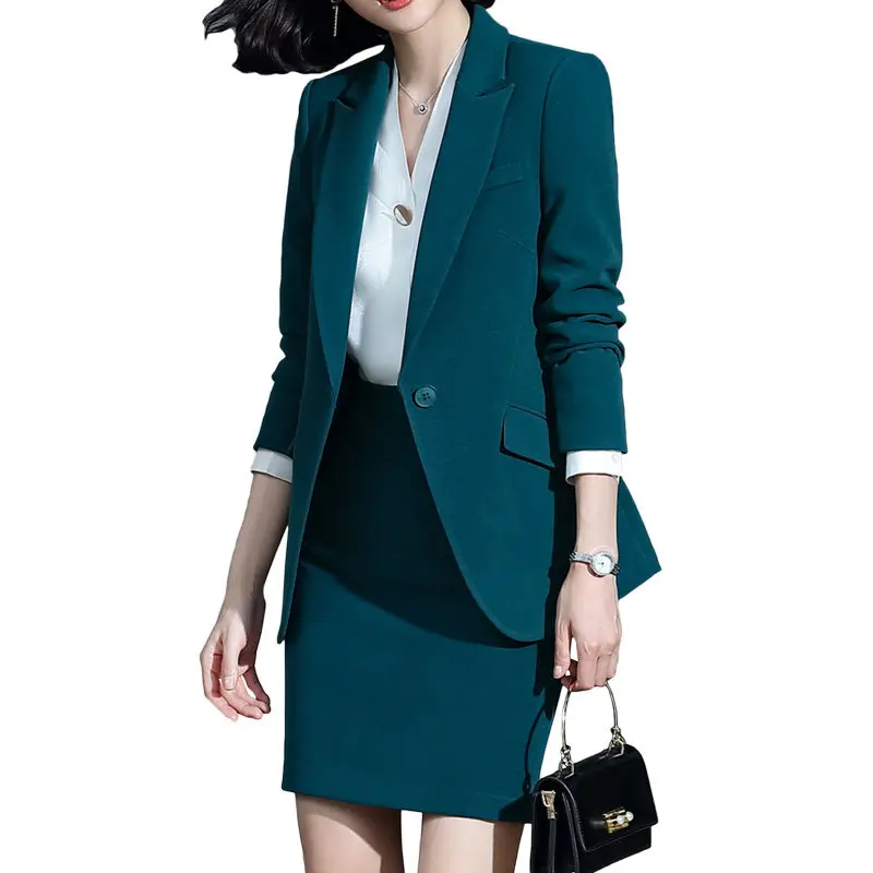 Suit verde celebridade profissional para as mulheres, moda feminina temperamento terno formal, roupas OL, saia, 4-A20