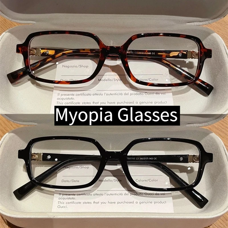 1/2pcs  Anti Blue Light Myopia Glasses Tortoiseshell , Black Rectangular Glasses Flat Light Glasses That Can Be Worn During Work