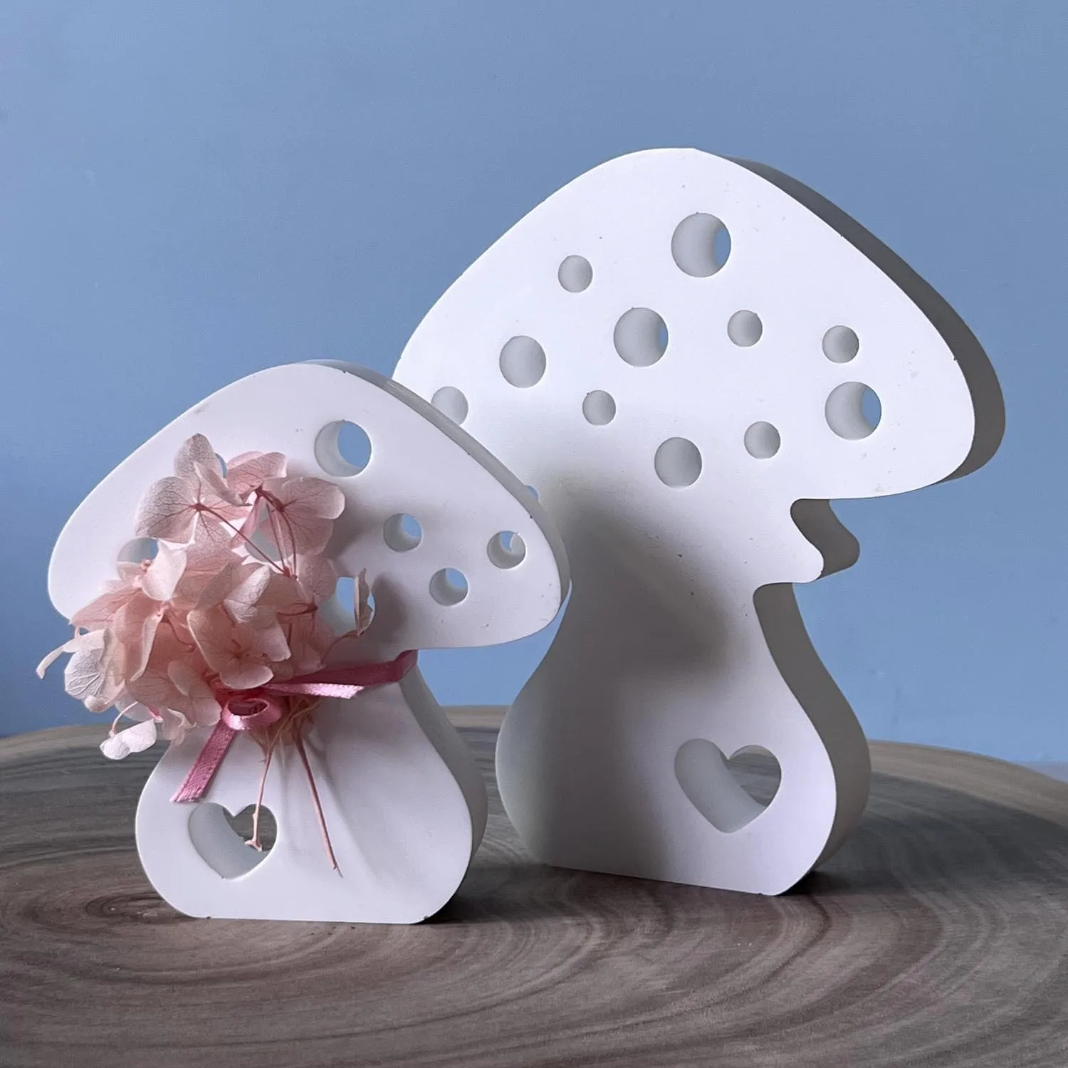 2 Holes Mushroom shaped Silicone Mold Epoxy Resin Cement Gypsum Clay Craft Tea Set Candle Mold DIY Home Decoration