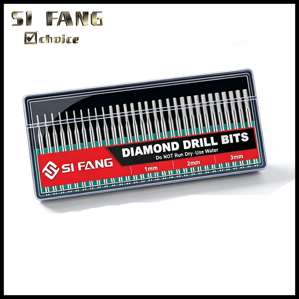 Diamond Drill Bits 1/8 Shank Compatible With Dremel For Drilling Grinding Glass Stone Jewelry Diamond Tip 1/2/3mm Tip Each 10Pcs