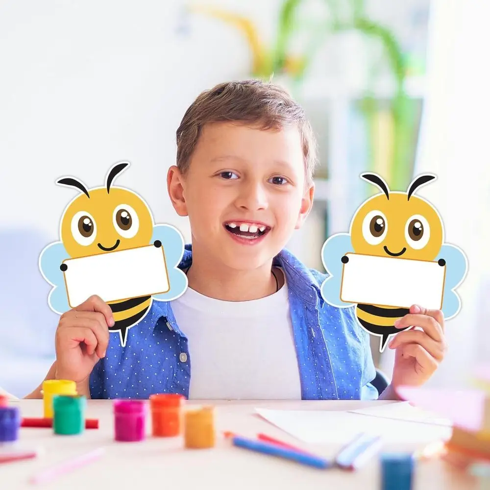 

12Pcs Easy Installation Bee Paper Card No Punching Required Self-adhesive Type Bee Paper Cuttings High Quality Board Decoration