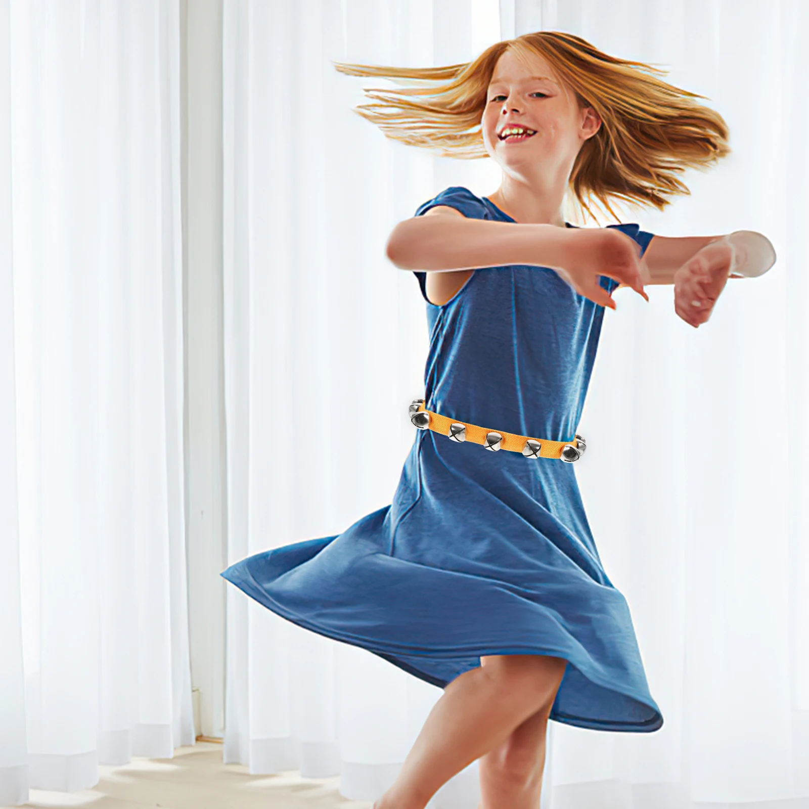 

Children Waist Bell Comfortable Adjustable Dance Belt Clear Sound Durable Chain Musical Instrument Performance Party