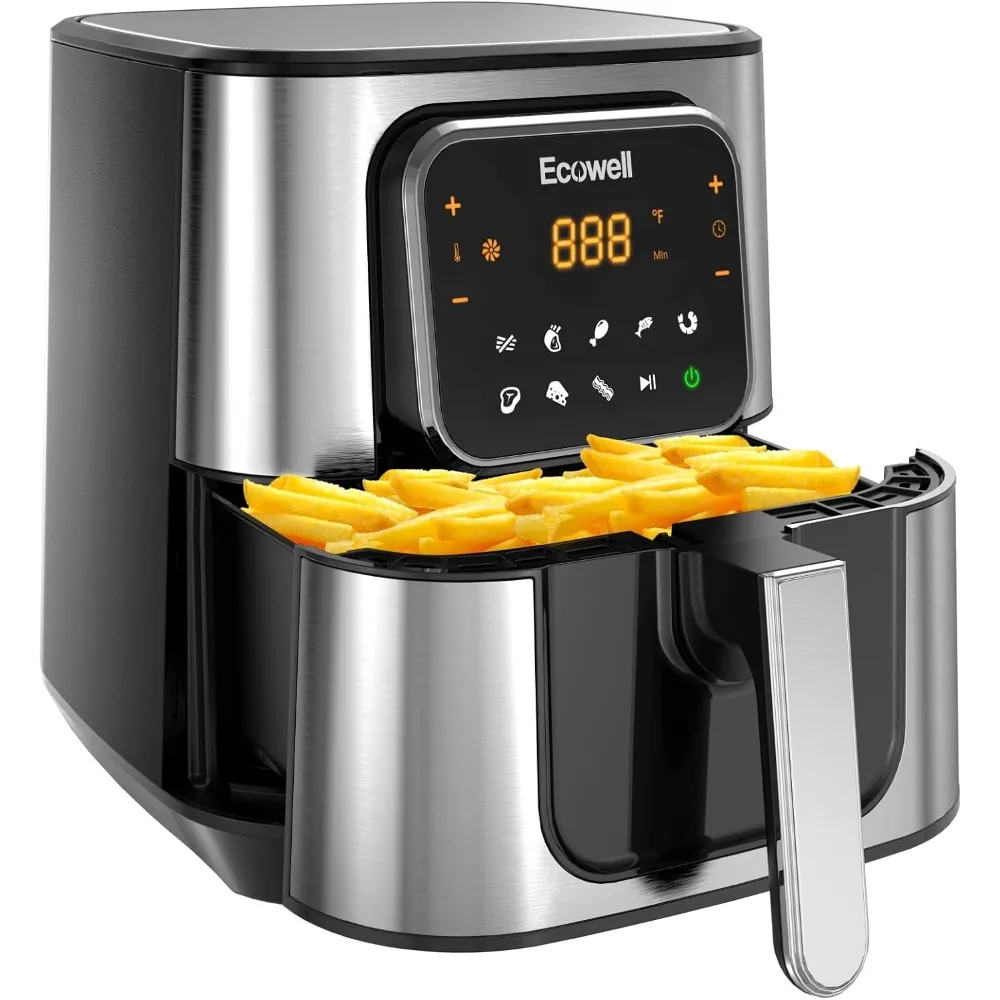 6 Quart Airfryer,8 Food Presets,Digital Touch Screen,Healthy Cooking, BPA-Free, Nonstick & Dishwasher-Safe,1700W,Black