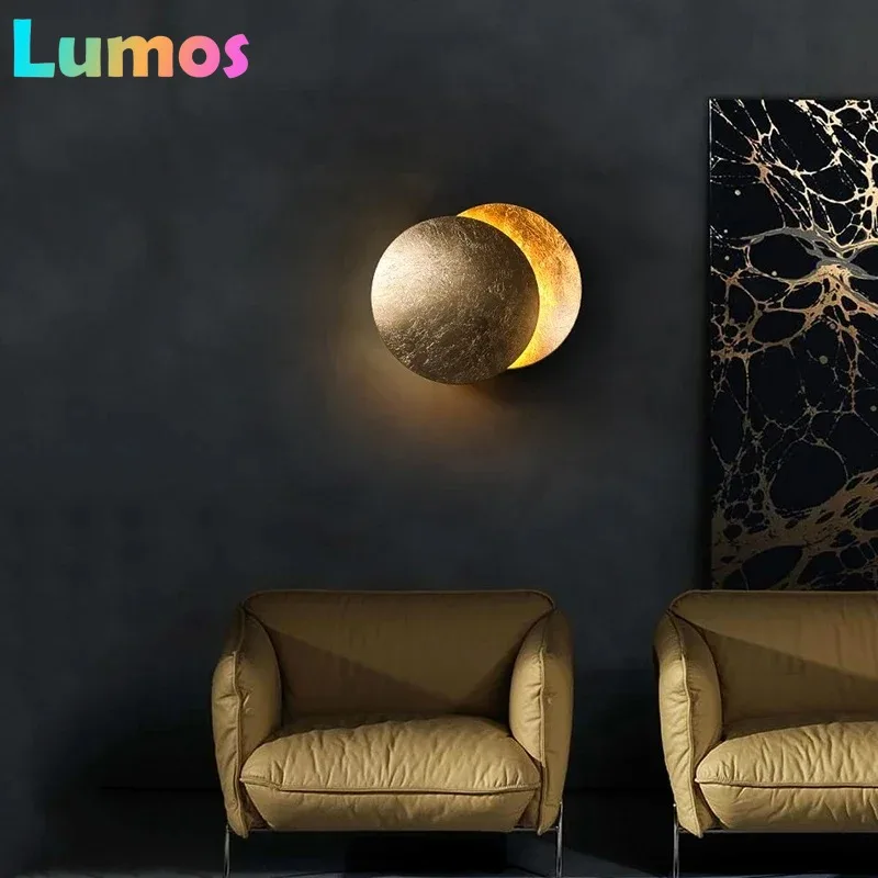 

PF Modern Round Wall Lamp Corridor Aisle Bedroom Eclipse Indoor Bedside Lighting Living Room Decorative Round Wall Light