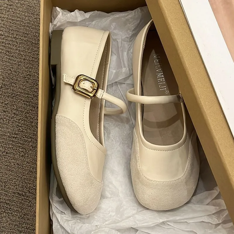 

Elegant Mary Janes Flats Shoes Women Black New Buckle Strap Shallow Casual Ballet Shoes Ladies Spring Autumn Canvas Loafers 2026