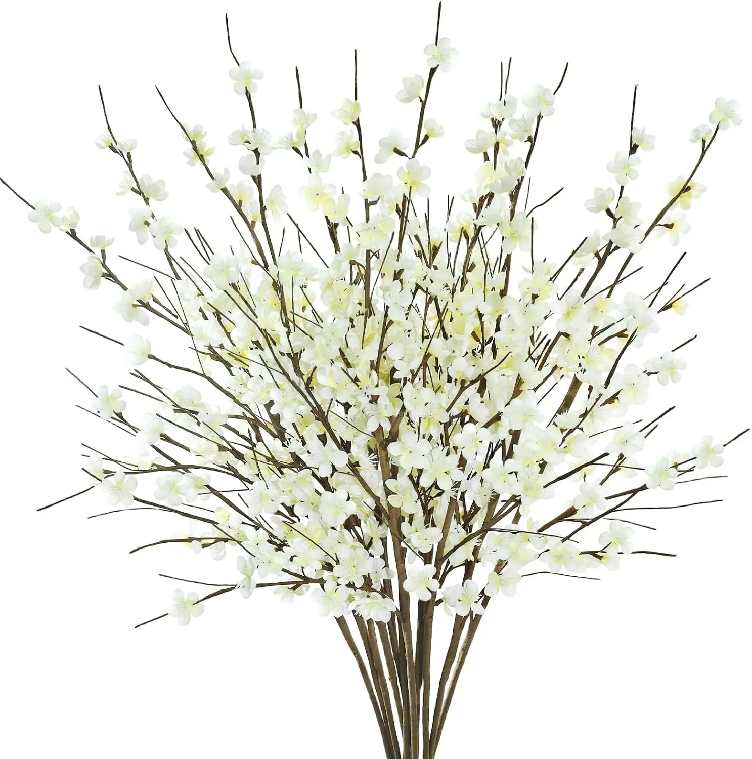 

12 Pcs Cherry Blossom Branches 39” Tall Artificial Cherry Blossom Stems White Faux Cherry Blossom Flowers Arrangements
