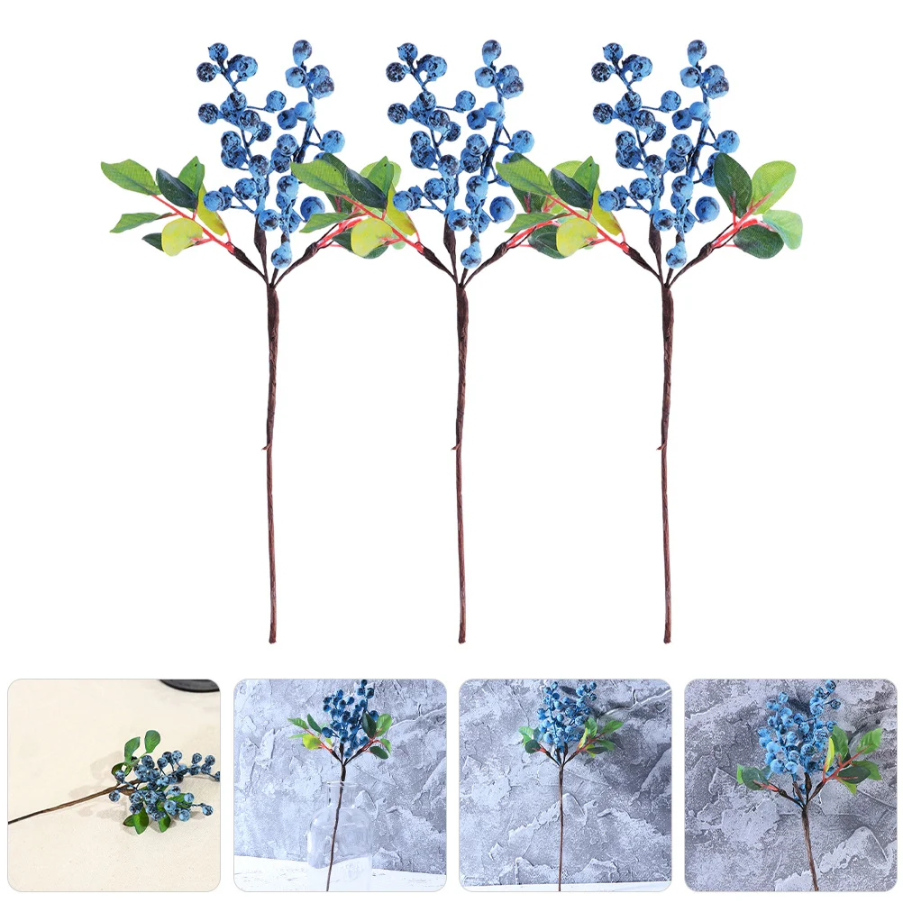 3 قطعة ينبع التوت وهمية الاصطناعي عيد الميلاد التوت يختار عطلة زهرية الديكور الزفاف تشكيلة زهور المركزية