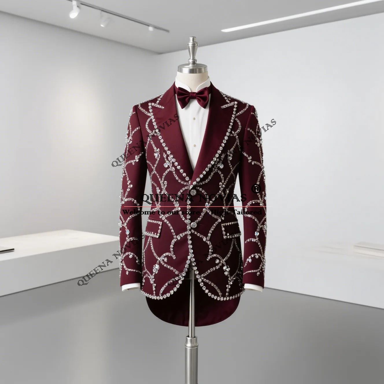 

Изысканные мужские костюмы со стразами и бисером для свадьбы, индивидуальные комплектные смокинги для выпускного вечера из 2 предметов, длинные мужские костюмы для банкета жениха, вечеринки, 2025 г.