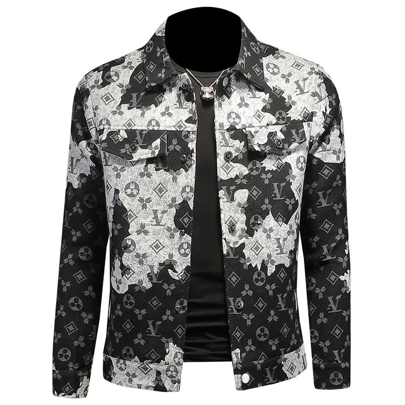 

Lapel jacket jacket jacquard casual trend youth versatile men's clothing 2025 new men's top outer wear
