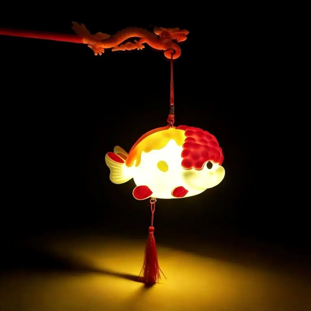Traditional Chinese Koi Lantern Glowing Pendant Portable Handheld Ornament Festival Celebration Home Hanging Decor