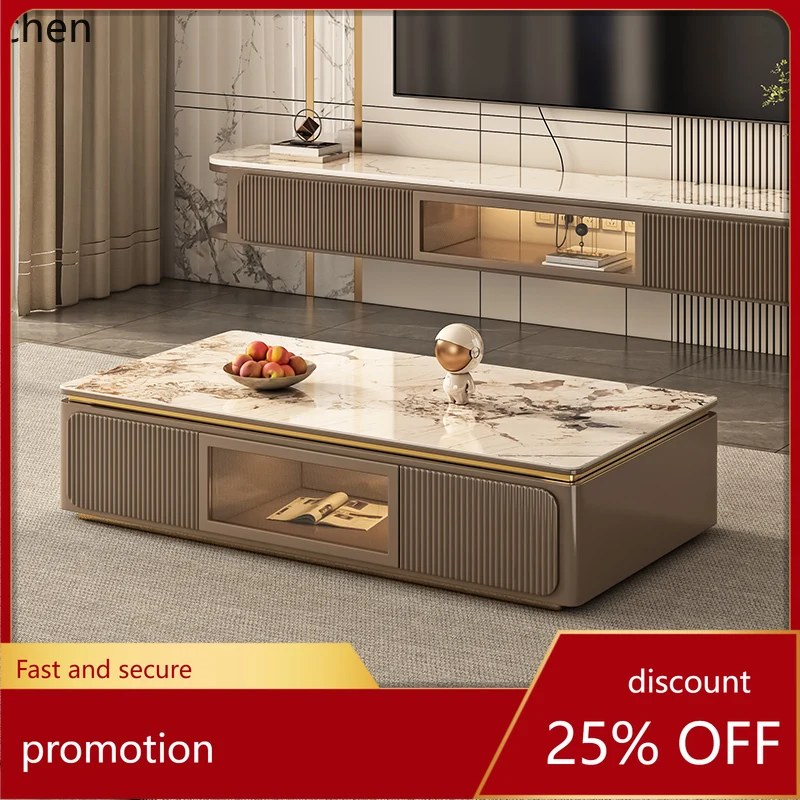 

CZ Rock Slab Coffee Table TV Cabinet Combination Wall-Mounted Floating Floor Cabinet Modern Minimalist Living Room Furniture