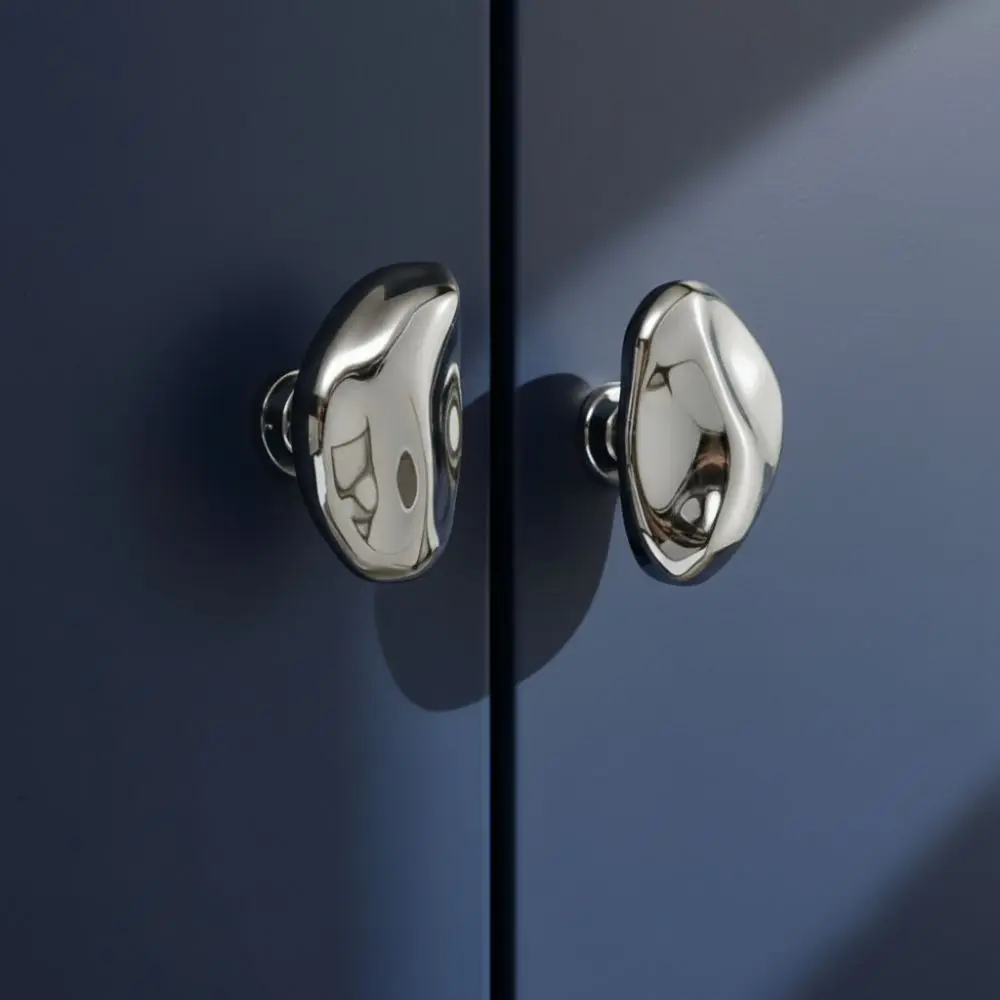 Bright Silver Silver Single hole Handle French-Style Modern Simple Drawer Cabinet Handle New Chinese-Style Luxury