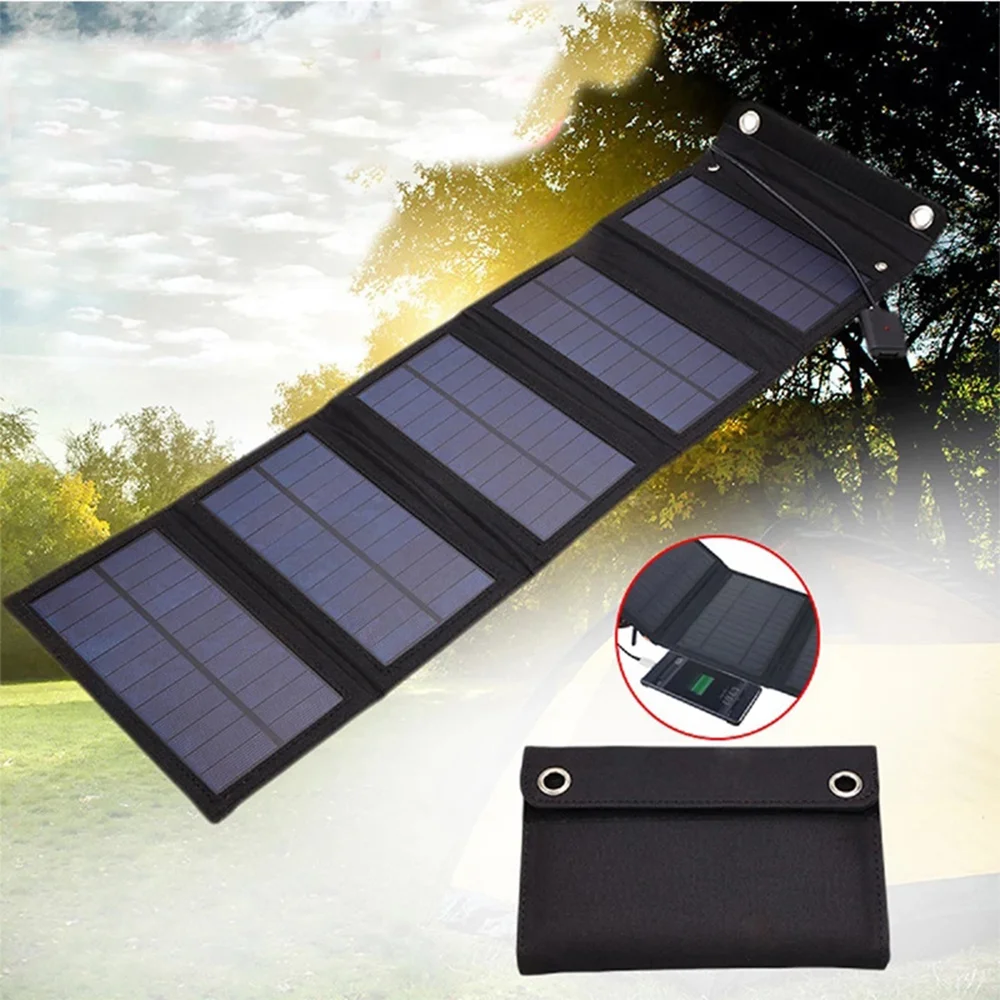 600W Fast Charging Foldable Solar Panel USB 5V Mobile Black Solar Panel Outdoor Camping And Hiking Travel Power Bank