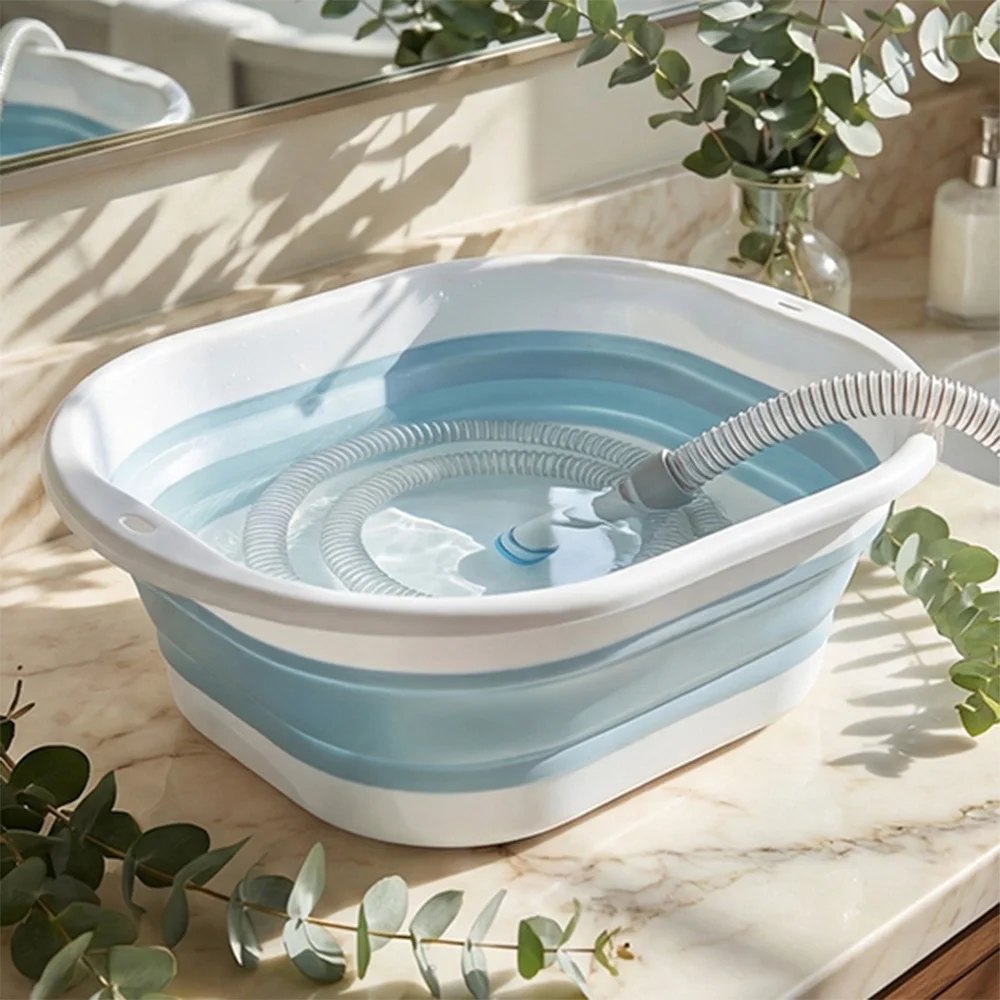 

CPAP Cleaning Basin Kit with Brush for CPAP Hose and Mask and Collapsible Wash Basin Bucket Tub Suitable for 7 Feet Tubing