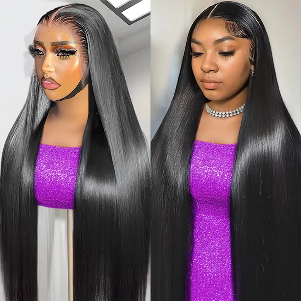 40 44 46 Zoll 13x4 13x6 HD Transparent Knochen Gerade 360 Volle Spitze Front Perücken 300 % Dichte Brasilianische Echthaar Perücken Für Frauen
