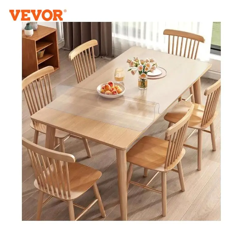 VEVOR Clear Table Cover Protector Rectangle Table Cover PVC Plastic Tablecloth for Writing Desk Coffee Table Dining Room Table