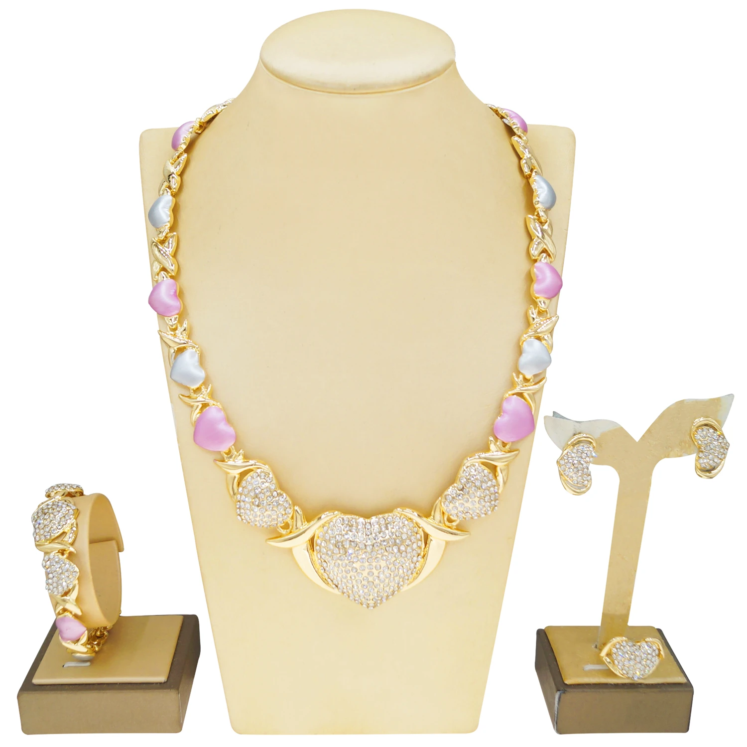 Fashion heart shaped jewelry set XOXO African hot selling women's banquet party jewelry