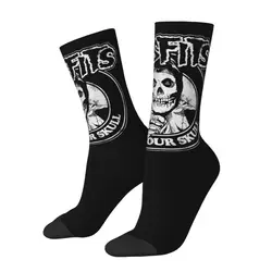 Misfits-Meias com Estampa Caveira Masculina e Feminina, Stretch, Punk Rock, Música, Tripulação, Verão, Outono, Inverno, Moda