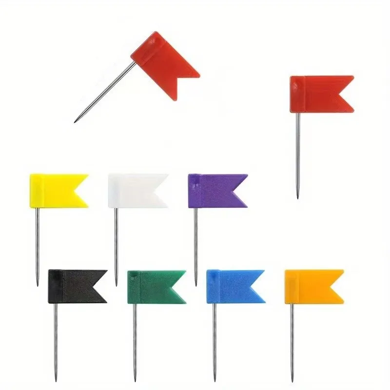 Flag Push Pins 32 pcs, Random Color Flag Design, Creative Flag Shape, for Office Bulletin Board, Multipurpose