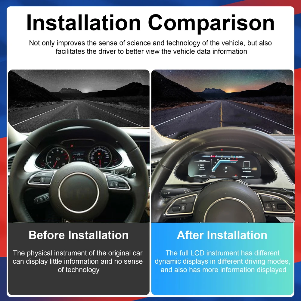 

12.3'' Digital Dashboard For Audi A4 2013-2016 Years Dashboard LCD Panel Speedometer Virtual Cockpit Instrument