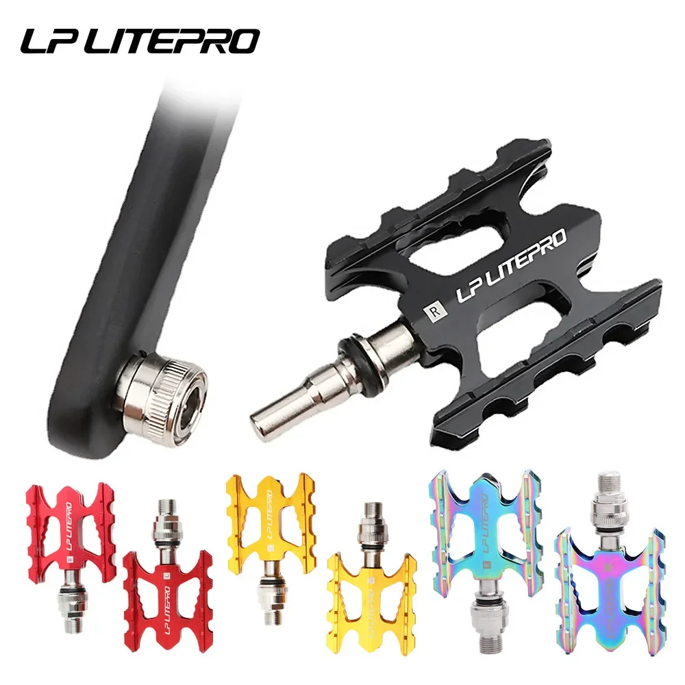 

Litepro Ultralight Quick Release Bicycle Pedal Aluminum Alloy Folding Bike Non-slip Footrest For Brompton Fnhon Bicycle Pedal