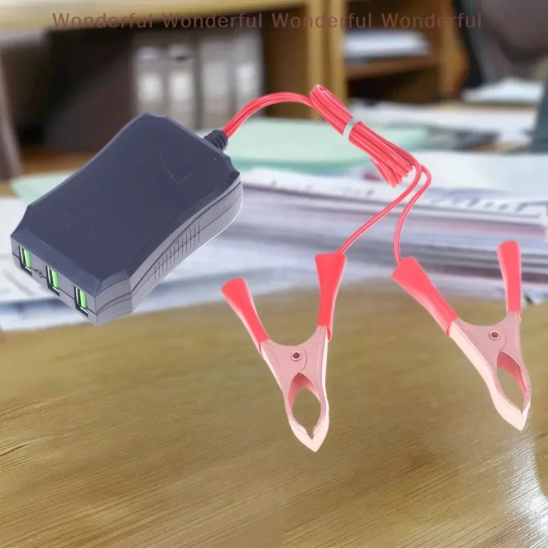 محول قوي 12 فولت 24 فولت إلى 5 فولت، قطعة واحدة، مع مشبك بطارية و3 منافذ USB لشحن الهاتف المحمول الفعال #3