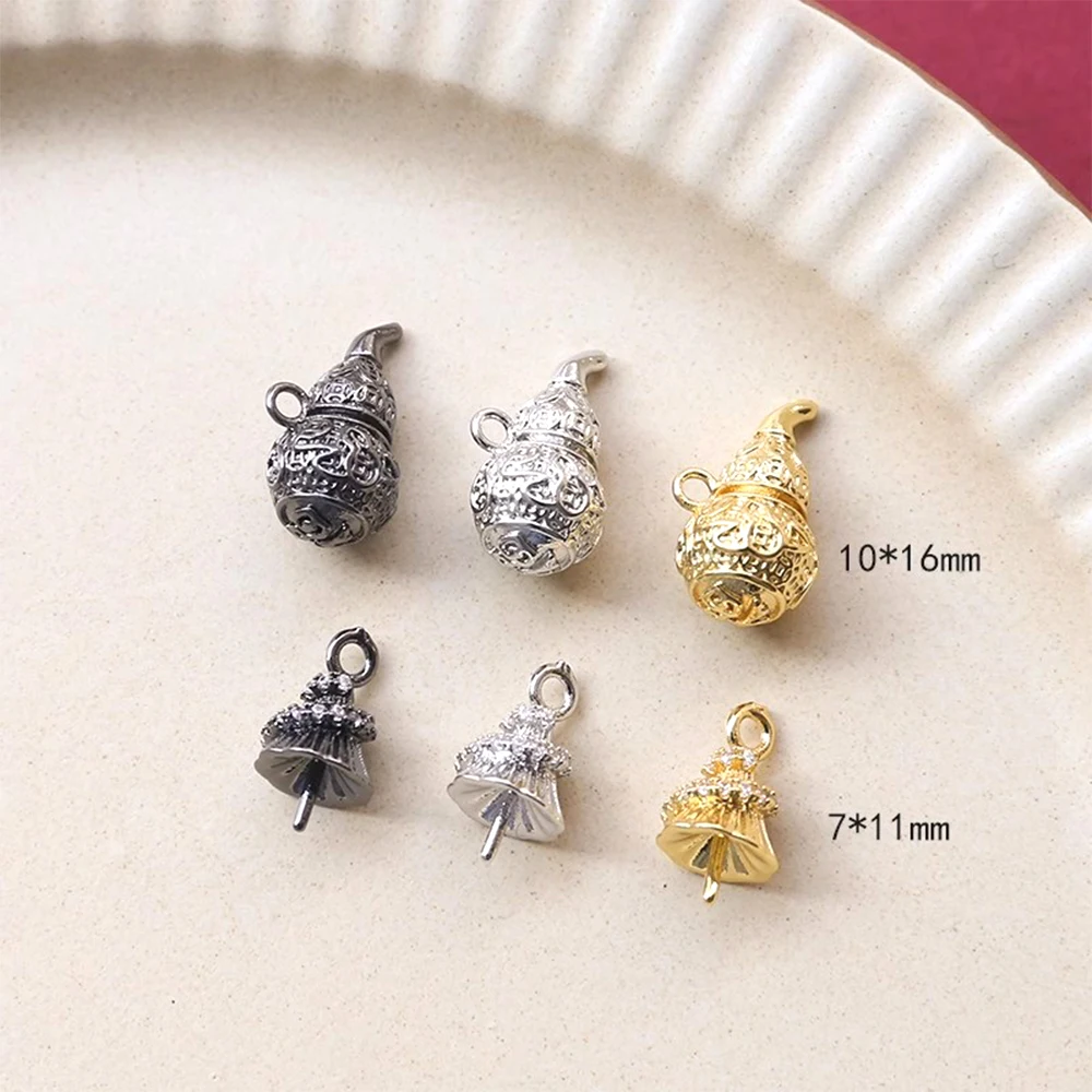 3 PCS Copper Plated with Genuine Gold Chinese Style Zircon Inlay Christmas Tree Pendant DIY Jewelry Making Accessories Materials