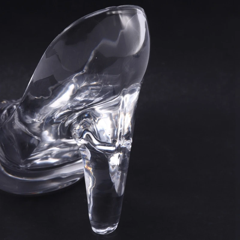 2X Crystal Shoes Glass Birthday Gift Home Decor Cinderella High-Heeled Shoes Wedding Shoes Figurines Miniatures Ornament