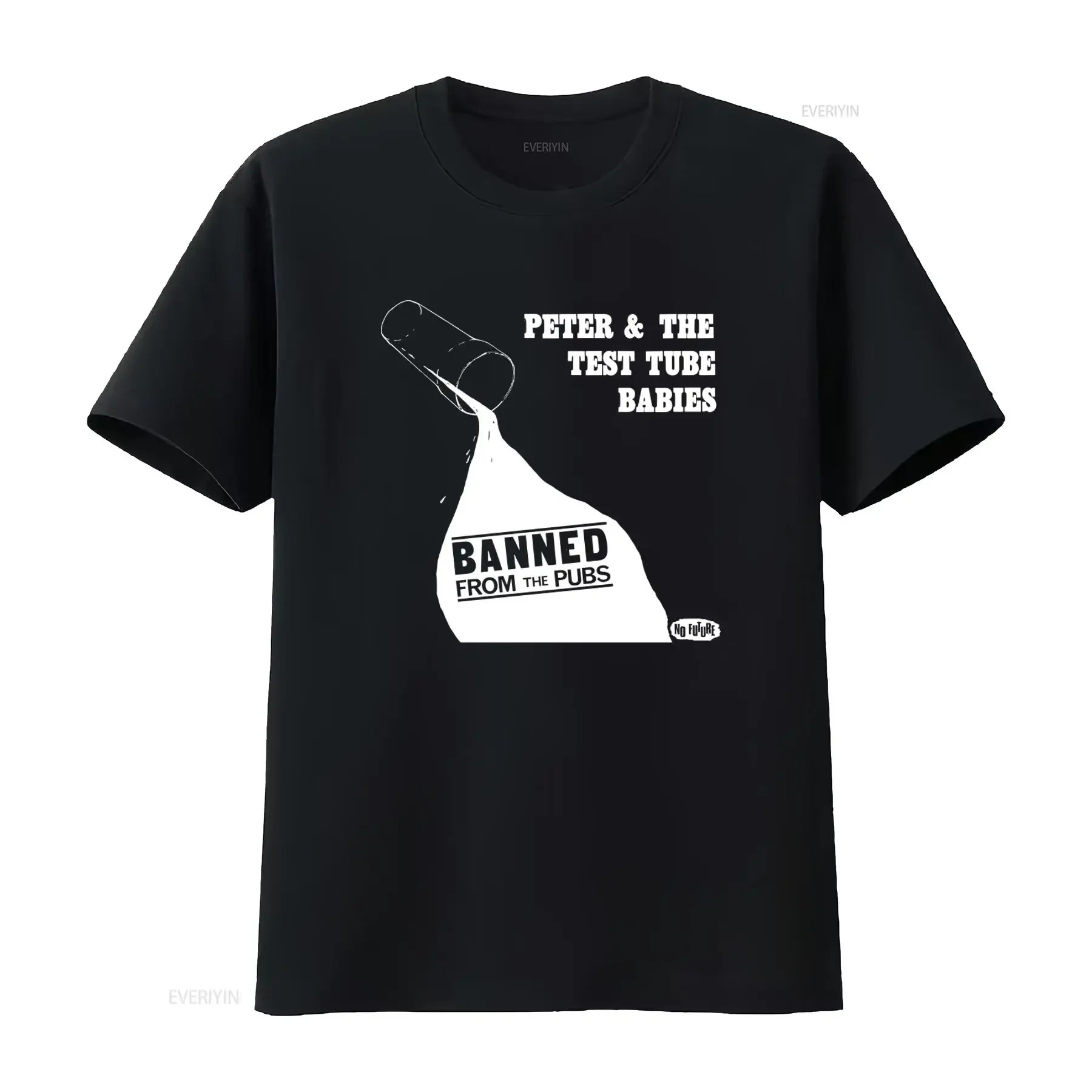 Peter And The Test Tube Babies Banned From Pubs Black T Shirt for Band Fan  vintage Washed Soft homme Comfortable Versatile
