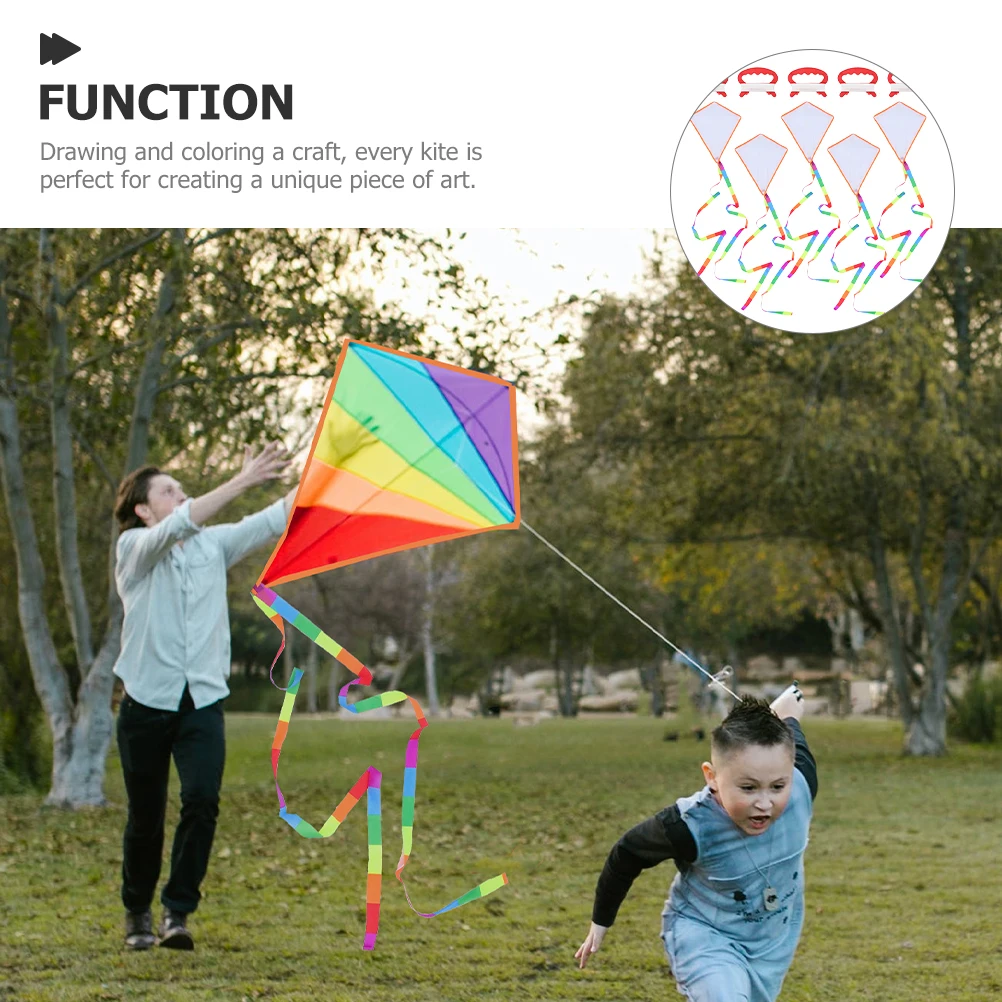 

5 Sets DIY Kite Toys Toddler Blank Portable Bamboo Interesting Drawing Kites Children's Outdoor Park Beach Grassland Activities