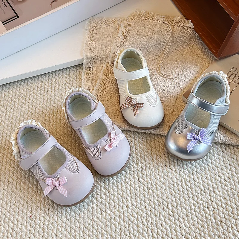 

Модные детские туфли для девочек 2026: Новые весенние кожаные туфли для выступлений, простые универсальные туфли-балетки с бантом для девочек, Zapatos De Mujer