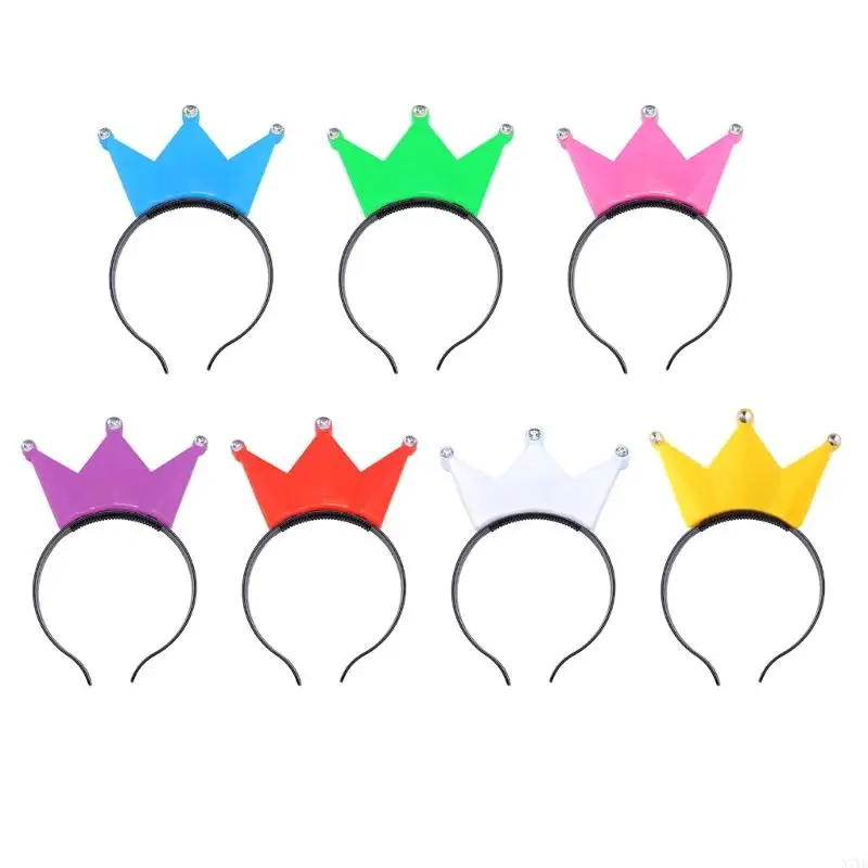 

N7YF New Year Eve Glowing Crownpiece Hairband Festival LED Headband Party Headwear