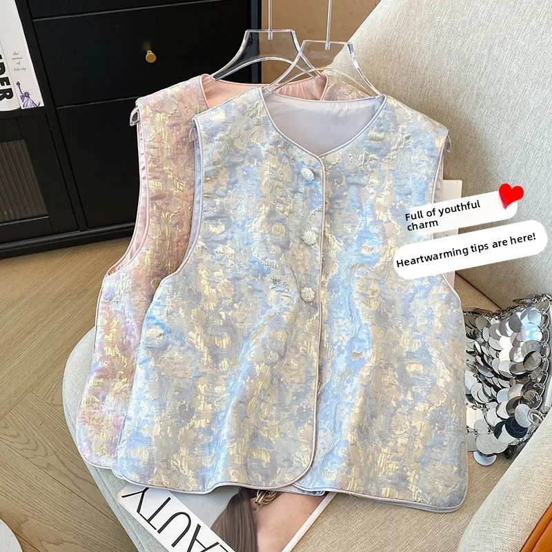 

Ранняя весна, новый китайский жилет с вышивкой, круглая верхняя одежда, элегантный элитный костюм Тан, смесь хлопка и полиэстера