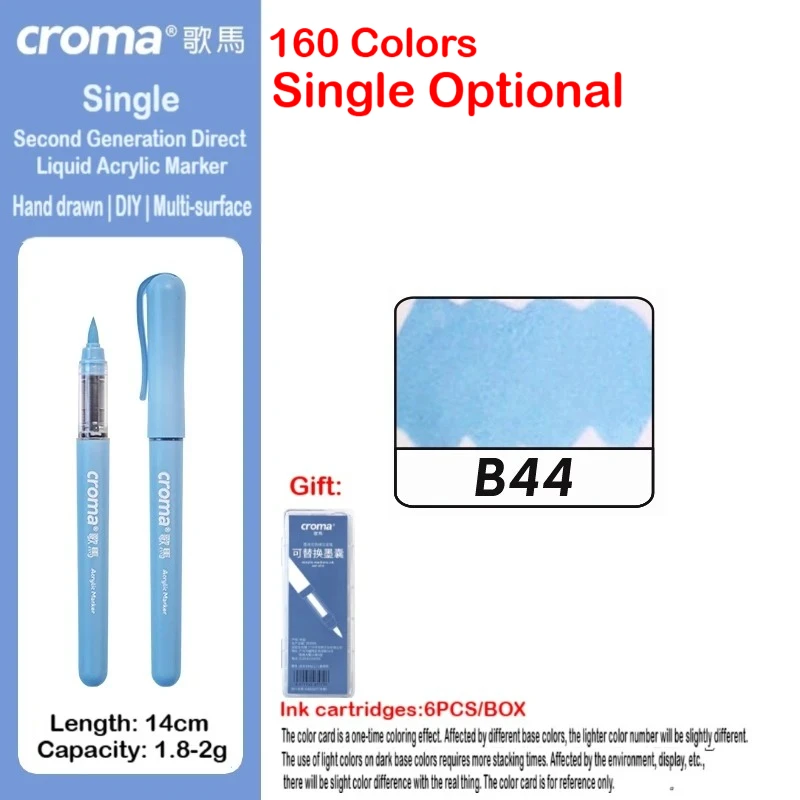 

Croma 1 PC 160 Colors Replaceable Ink Liquid Soft Brush Tip Acrylic Marker Stackable Washable School Office Supplies Stationery